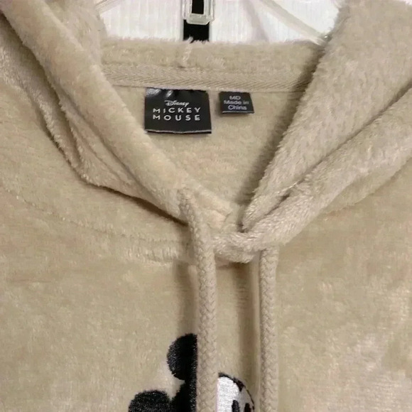 Disney Mickey Mouse tan soft fuzzy hoodie top shirt size Medium - Picture 4 of 11